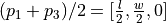 (p_1+p_3)/2=[\tfrac{l}{2}, \tfrac{w}{2},0]